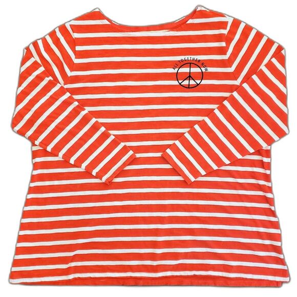 Old Navy Women Long Sleeve Striped Tee Reddish Orange & White Size 3X - Picture 2 of 8